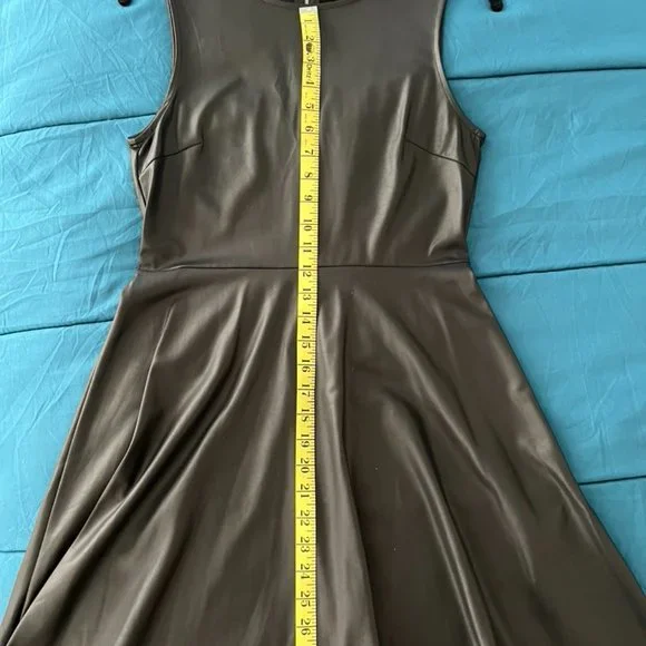 Faux Leather Skater Dress - Black - Picture 5 of 6